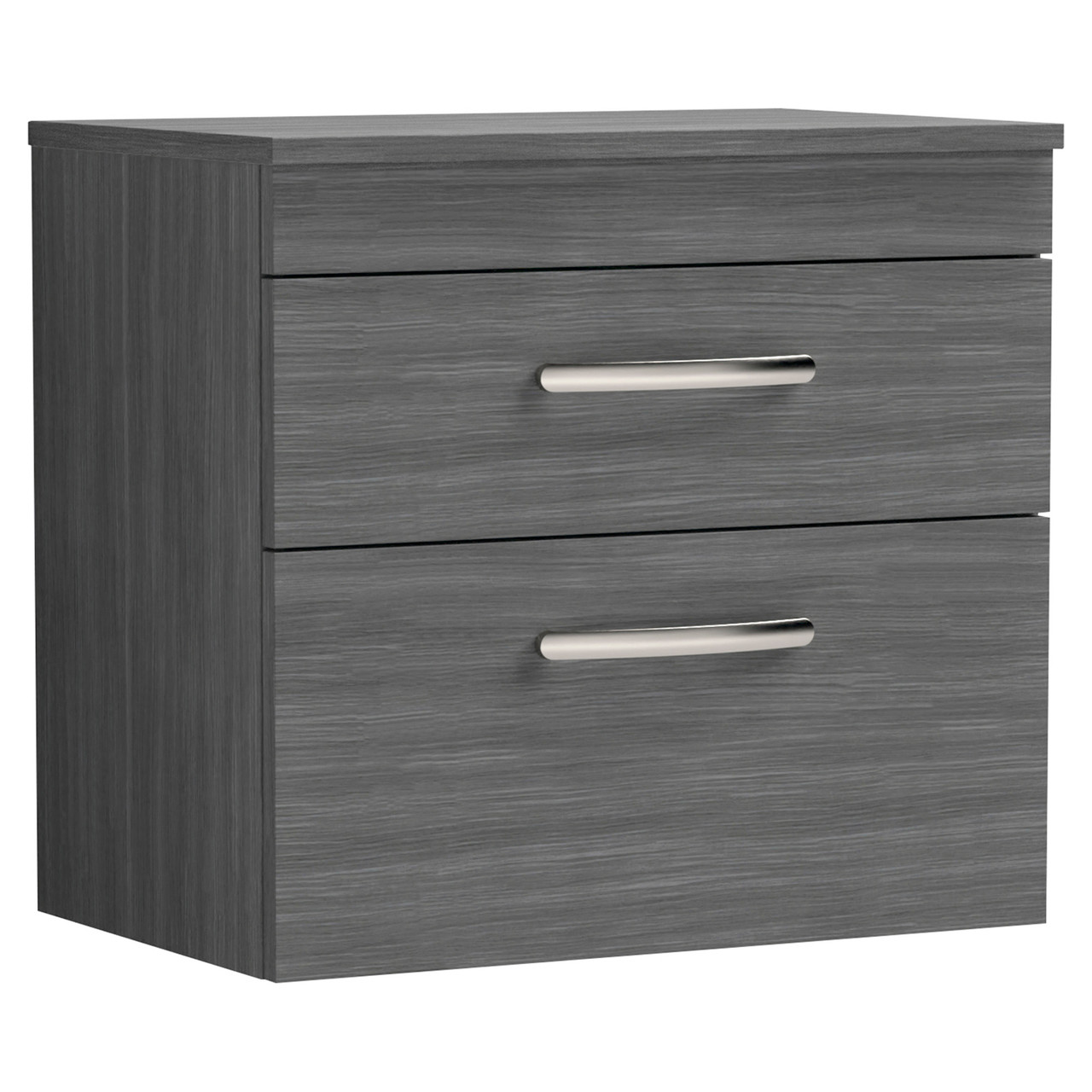 Nuie Athena Woodgrain Wall Hung 2 Drawer Vanity Unit with Worktop