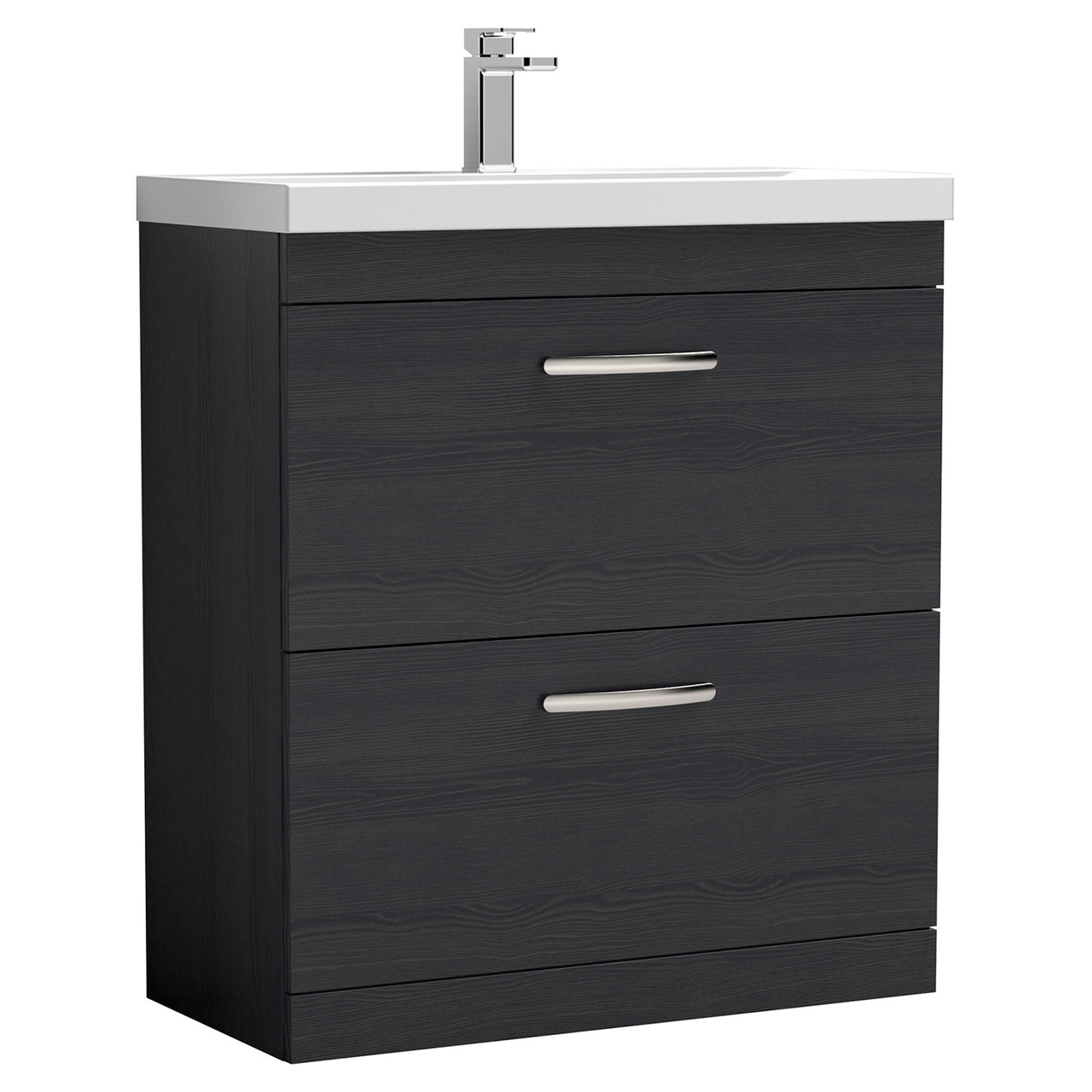 Nuie Athena Woodgrain 2 Drawer Vanity Unit and Mid Edge Ceramic Basin