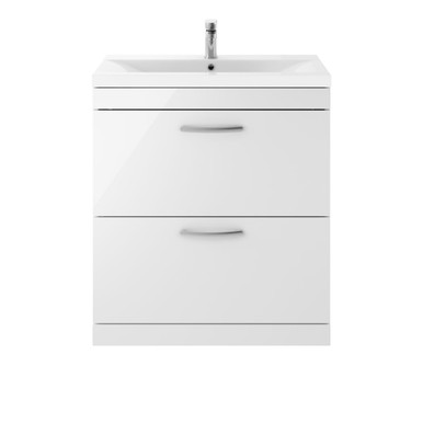 Nuie Gloss White Athena Drawer Vanity Unit And Thin Edge Ceramic Basin | | Mdf | 800Mm Size 2