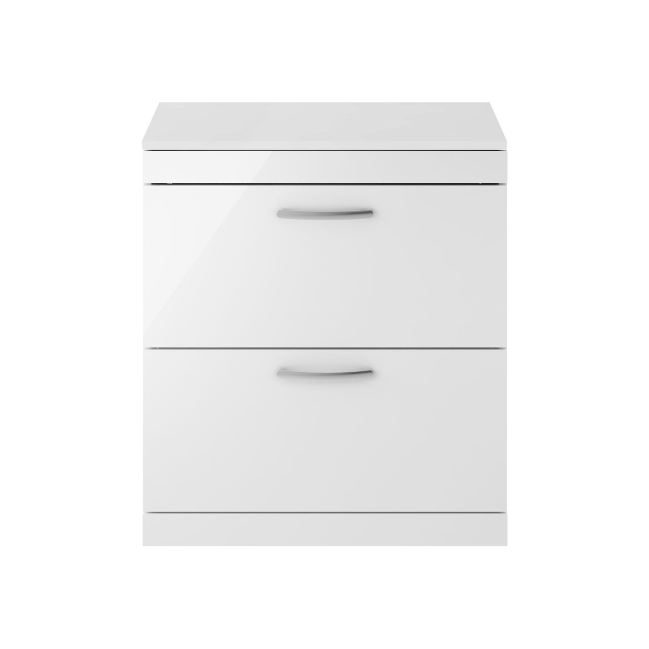 Nuie Gloss White Athena 2 Drawer Vanity Unit With Worktop | | Mdf | 800Mm