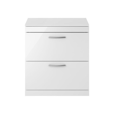 Nuie Gloss White Athena 2 Drawer Vanity Unit With Worktop | | Mdf | 800Mm