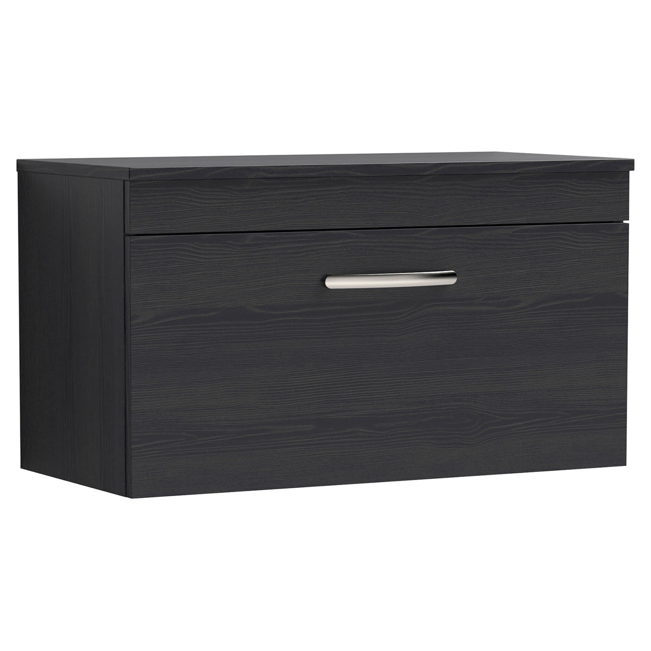 Nuie Athena Woodgrain Wall Hung Single Drawer Vanity Unit with Worktop