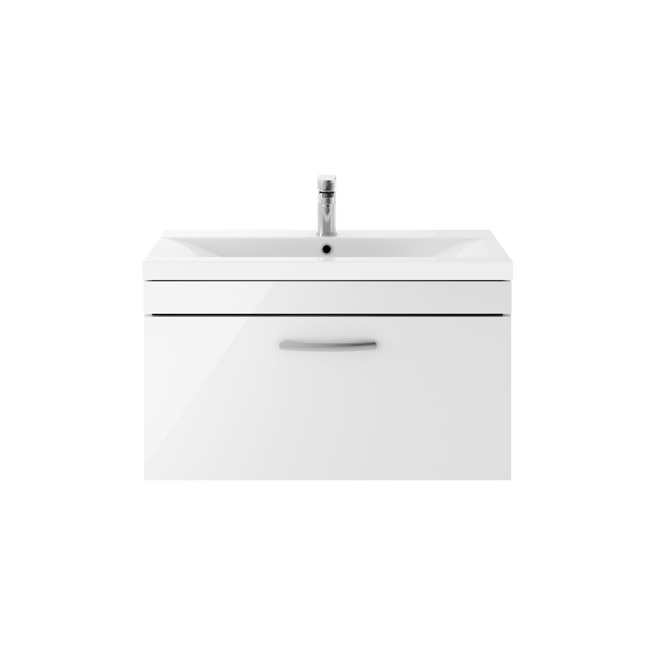 Nuie Gloss White Athena Wall Hung Single Drawer Vanity Unit And Mid Edge Ceramic Basin | | Mdf | 800Mm
