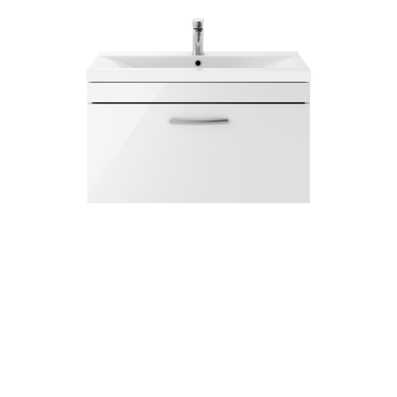 Nuie Gloss White Athena Wall Hung Single Drawer Vanity Unit And Thin Edge Ceramic Basin | | Mdf | 800Mm