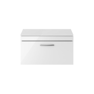 Nuie Gloss White Athena Wall Hung Single Drawer Vanity Unit With Worktop | | Mdf | 800Mm