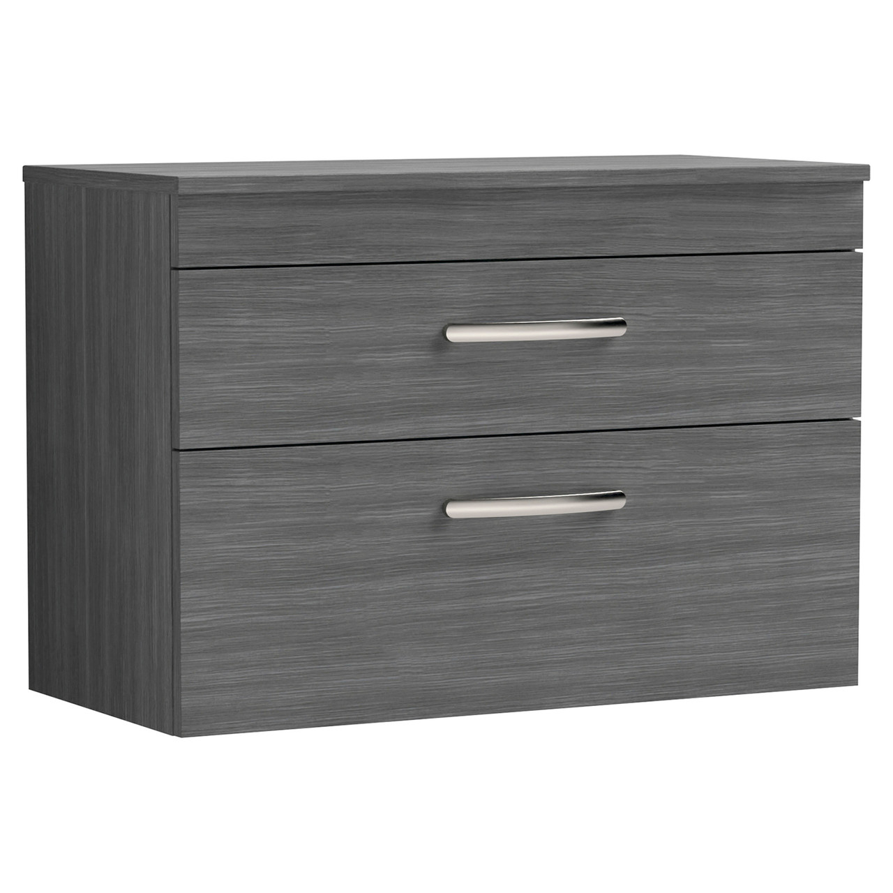 Nuie Athena Woodgrain Wall Hung 2 Drawer Vanity Unit with Worktop