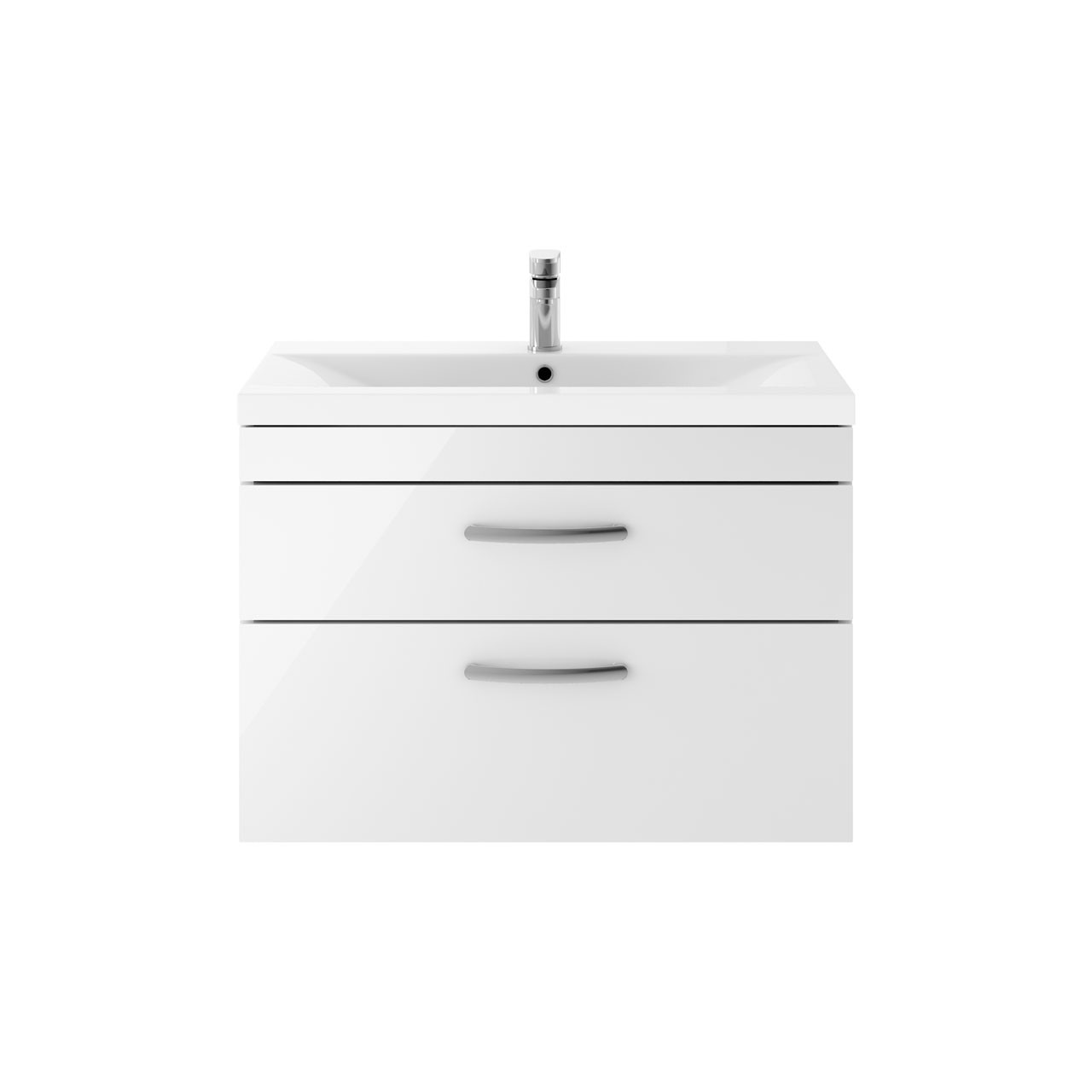 Nuie Athena Wall Hung 2 Drawer Vanity Unit and Mid Edge Ceramic Basin