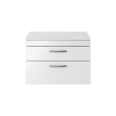 Nuie Gloss White Athena Wall Hung 2 Drawer Vanity Unit With Worktop | | Mdf | 800Mm