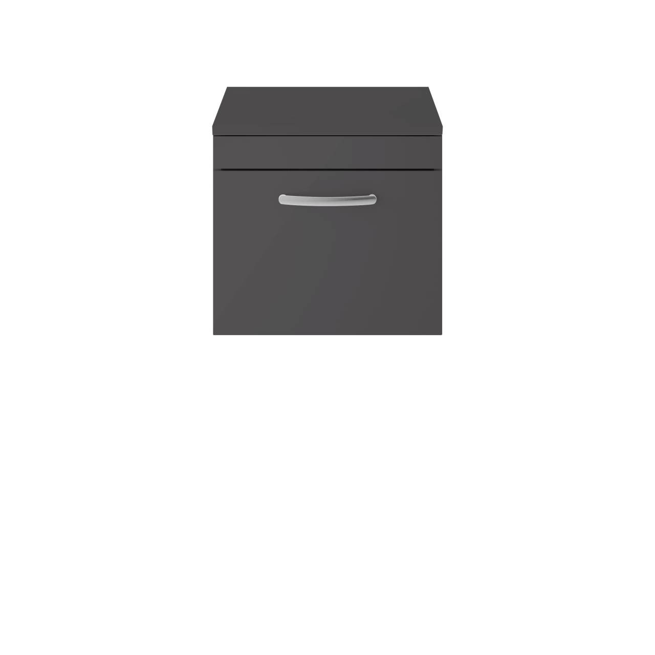 Nuie Gloss Grey Athena Wall Hung Single Drawer Vanity Unit With Worktop | | Mdf | 500Mm