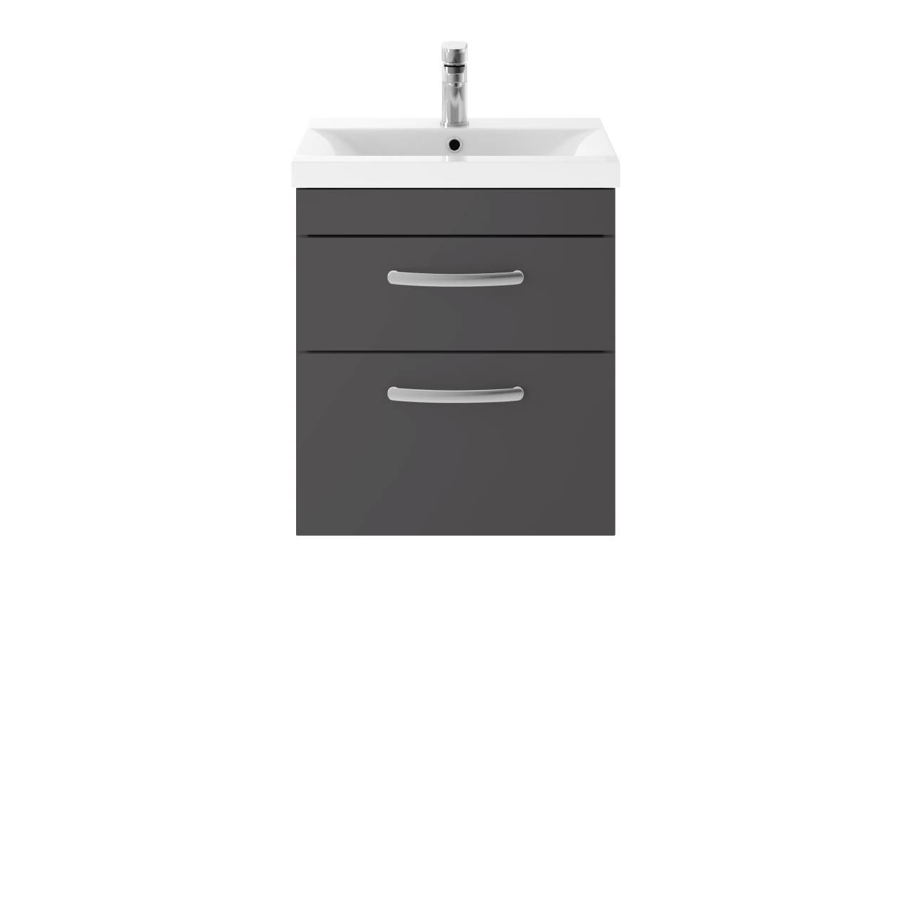 Nuie Athena Wall Hung 2 Drawer Vanity Unit and Mid Edge Ceramic Basin