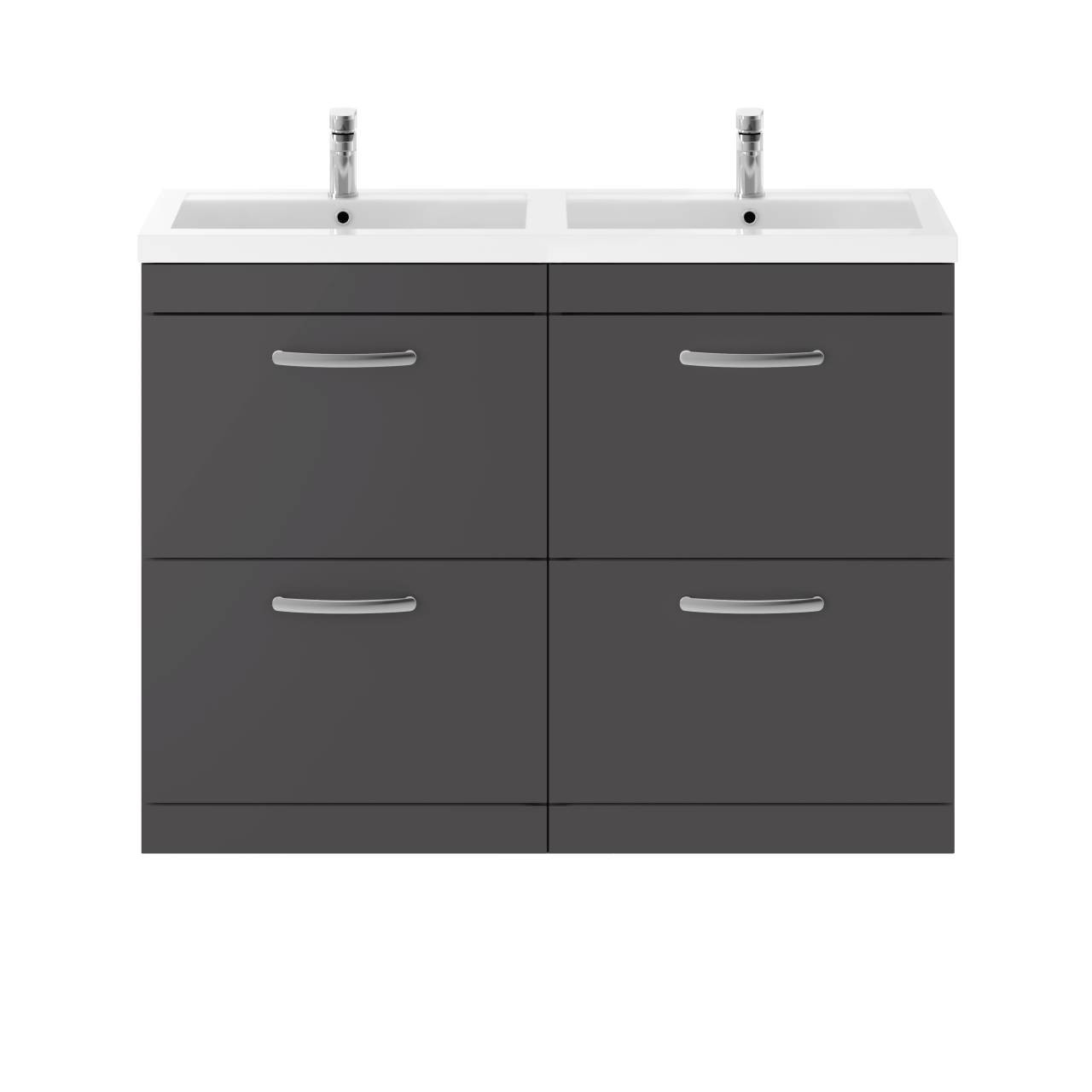 Nuie Athena 4 Drawer Vanity Unit and Double Polymarble Basins