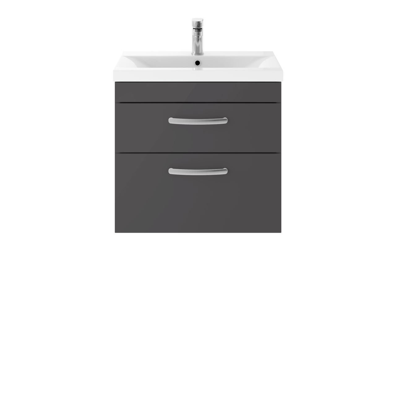 Nuie Athena Wall Hung 2 Drawer Vanity Unit and Thin Edge Ceramic Basin