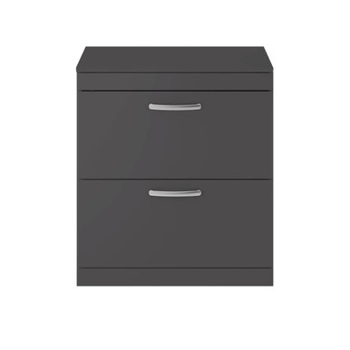 Nuie Gloss Grey Athena 2 Drawer Vanity Unit With Worktop | | Mdf | 800Mm