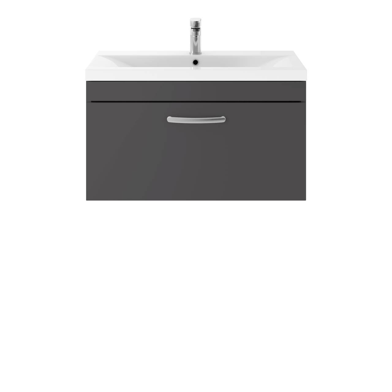 Nuie Athena Wall Hung Single Drawer Vanity Unit and Mid Edge Ceramic Basin