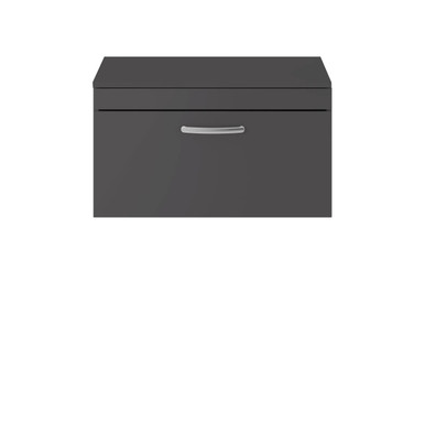 Nuie Gloss Grey Athena Wall Hung Single Drawer Vanity Unit With Worktop | | Mdf | 800Mm