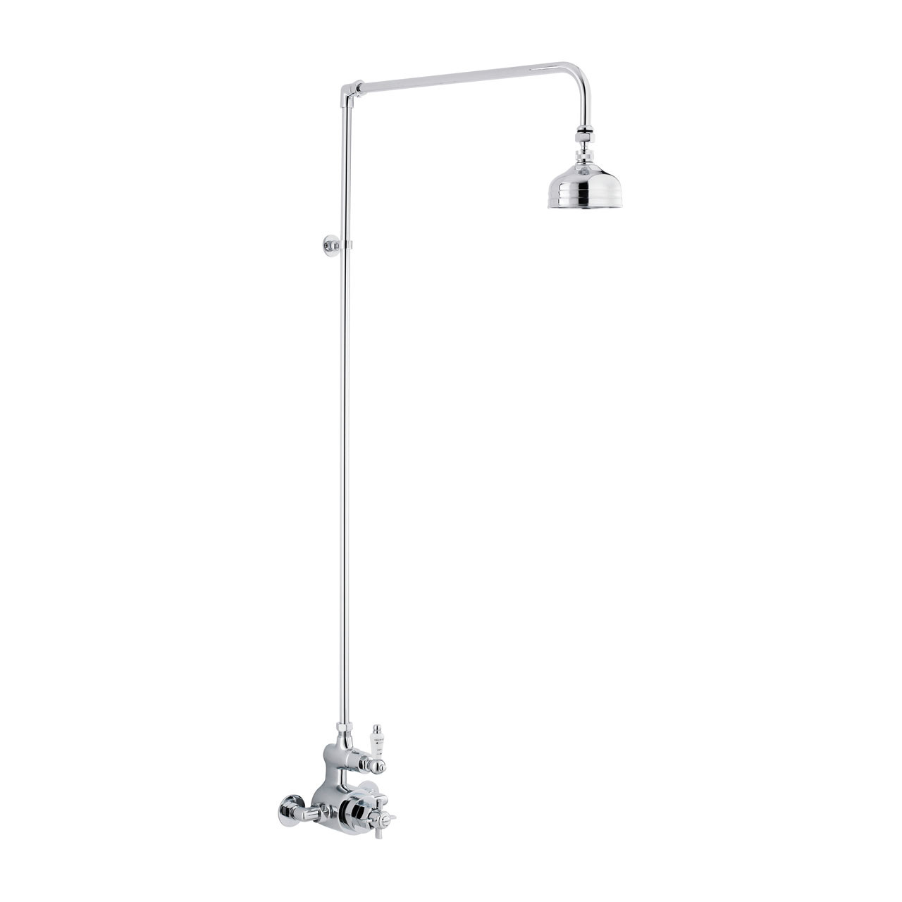 Nuie Edwardian Twin Exposed Thermostatic Shower Valve and Rigid Riser Shower Kit