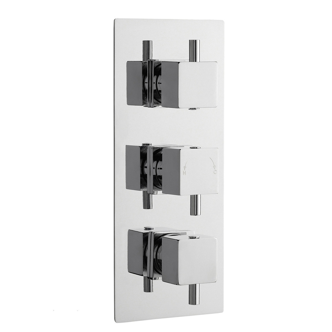 Nuie Square Triple Concealed Thermostatic Shower Valve with Diverter