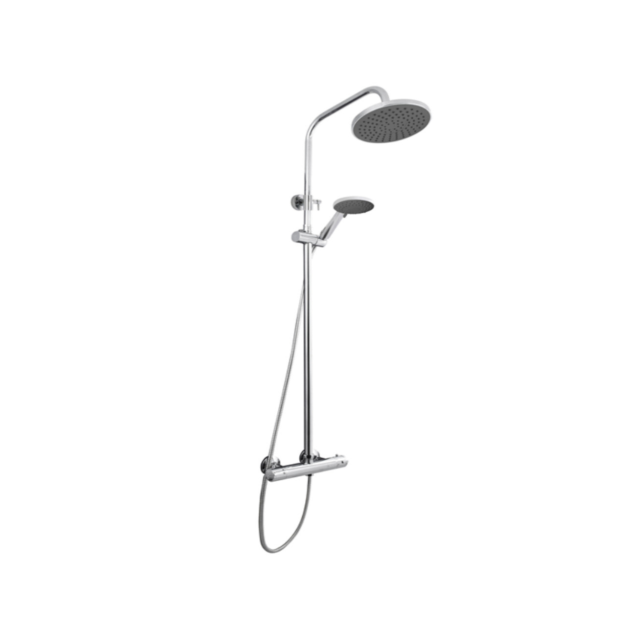Nuie Thermostatic Shower Bar Valve and Rigid Riser Shower Kit with Round Head