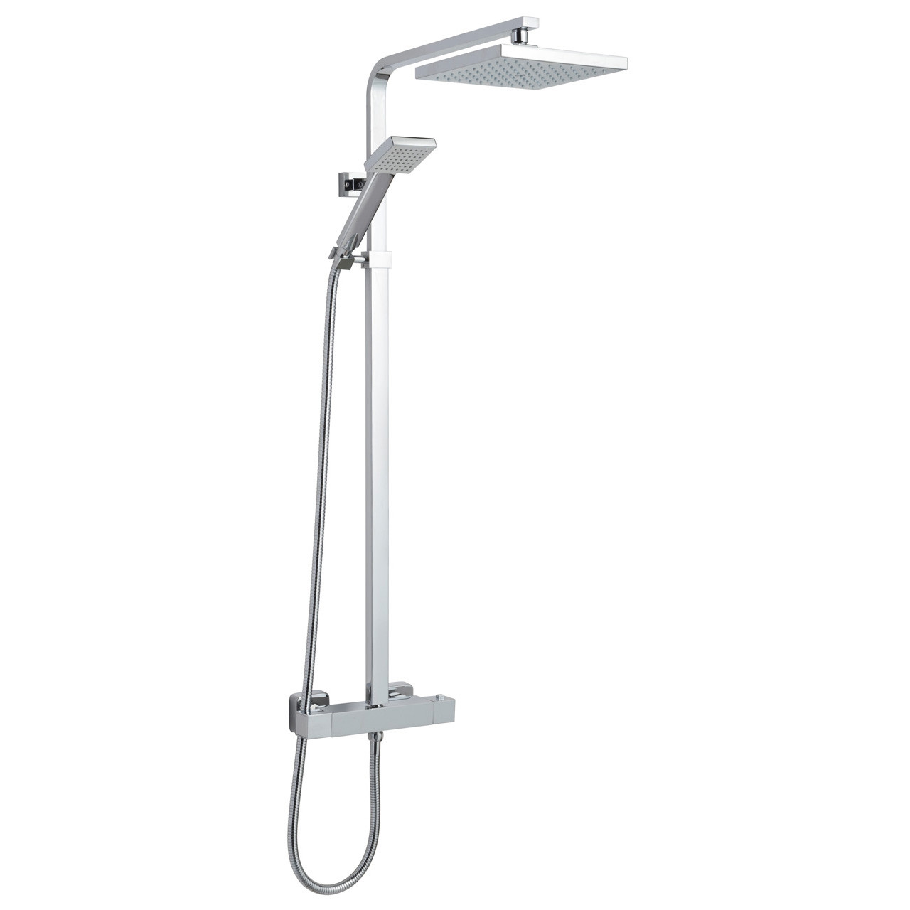 Nuie Thermostatic Shower Bar Valve and Rigid Riser Shower Kit with Square Head- JTY386