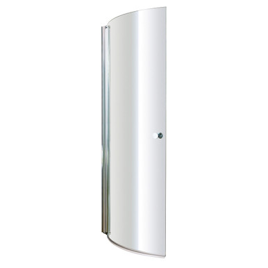Nuie Chrome Pacific Curved P Shape Shower Bath Screen With Knob | | Glass/Aluminium | 720Mm
