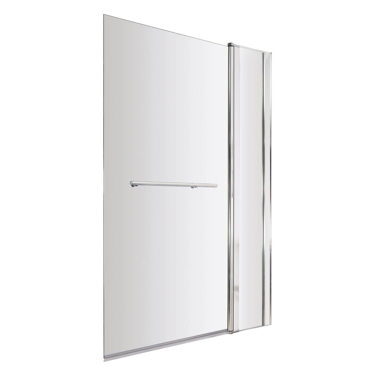 Nuie Chrome Pacific Square Straight Bath Screen With Fixed Panel And Towel Rail | | Glass/Aluminium | 1000Mm
