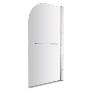 Nuie Chrome Straight Bath Screen With Towel Rail | | Glass/Aluminium | 790Mm