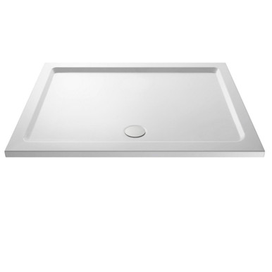 Nuie White Rectangular Shower Tray With Centre Edge Waste | | Acrylic/Stone Resin | 1500Mm X 800Mm