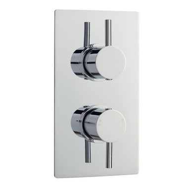 Nuie Chrome Round Concealed Twin Thermostatic Shower Valve With 2 Outlet And Diverter | | Brass | 120Mm X 215Mm X 135Mm