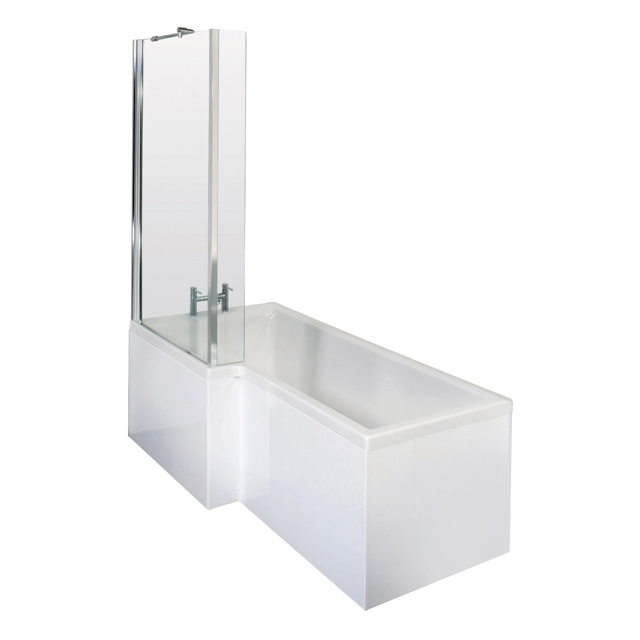 Nuie Left Hand Square Shower Bath with Screen and Front Panel