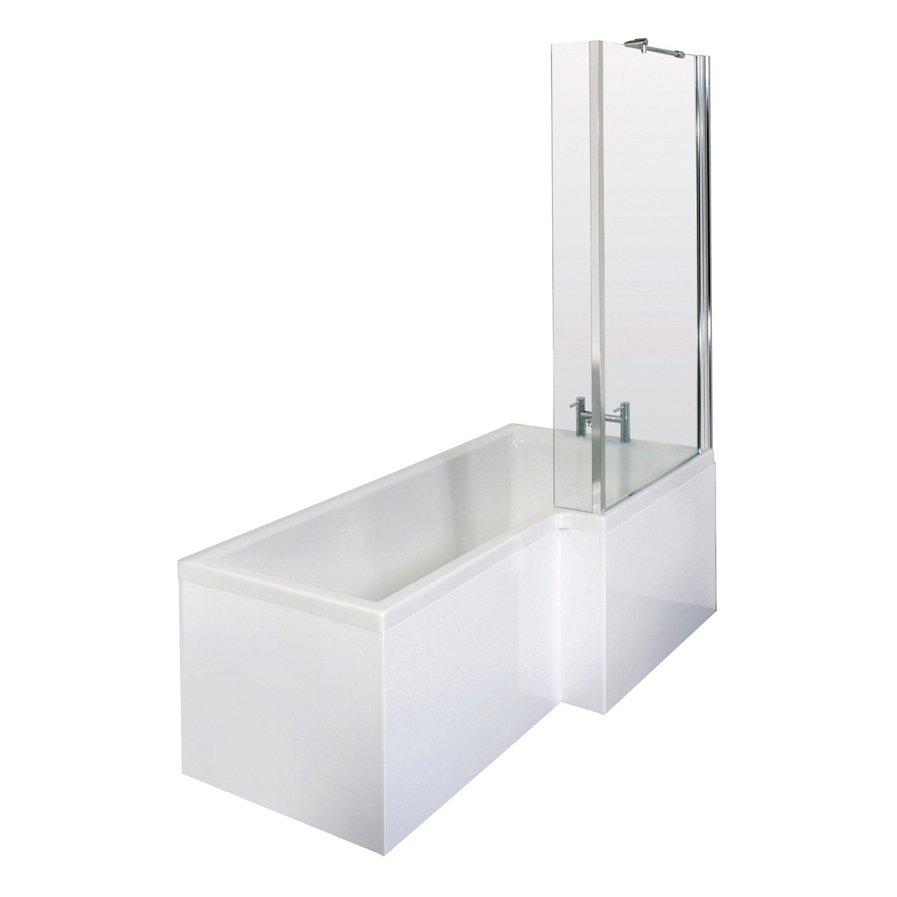 Nuie Right Hand Square Shower Bath with Screen and Front Panel