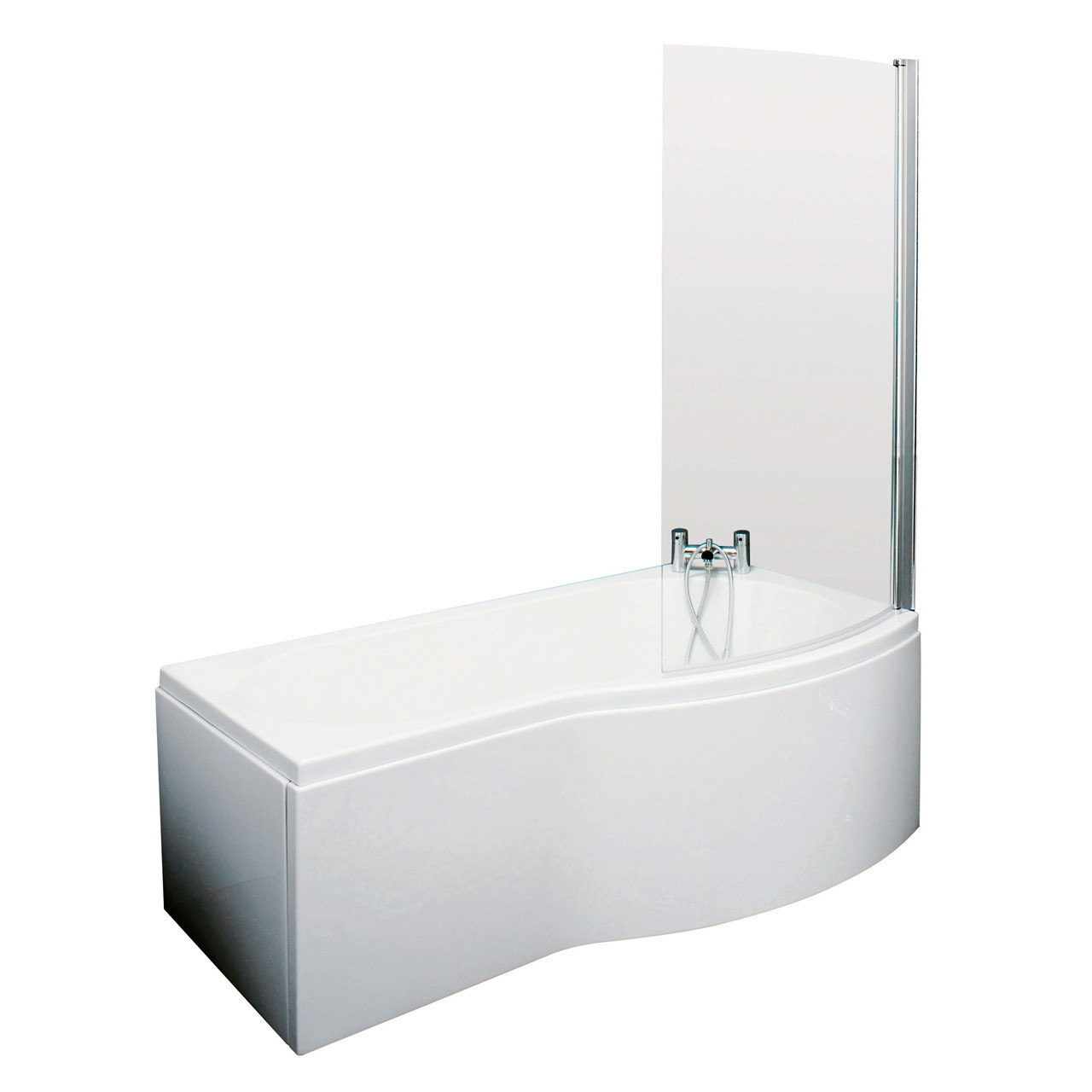 Nuie Right Hand B Shape Shower Bath with Screen and Front Panel