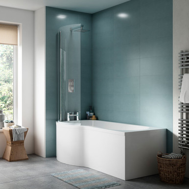 Nuie White P Shape Front Bath Panel | | Plastic | 1700Mm