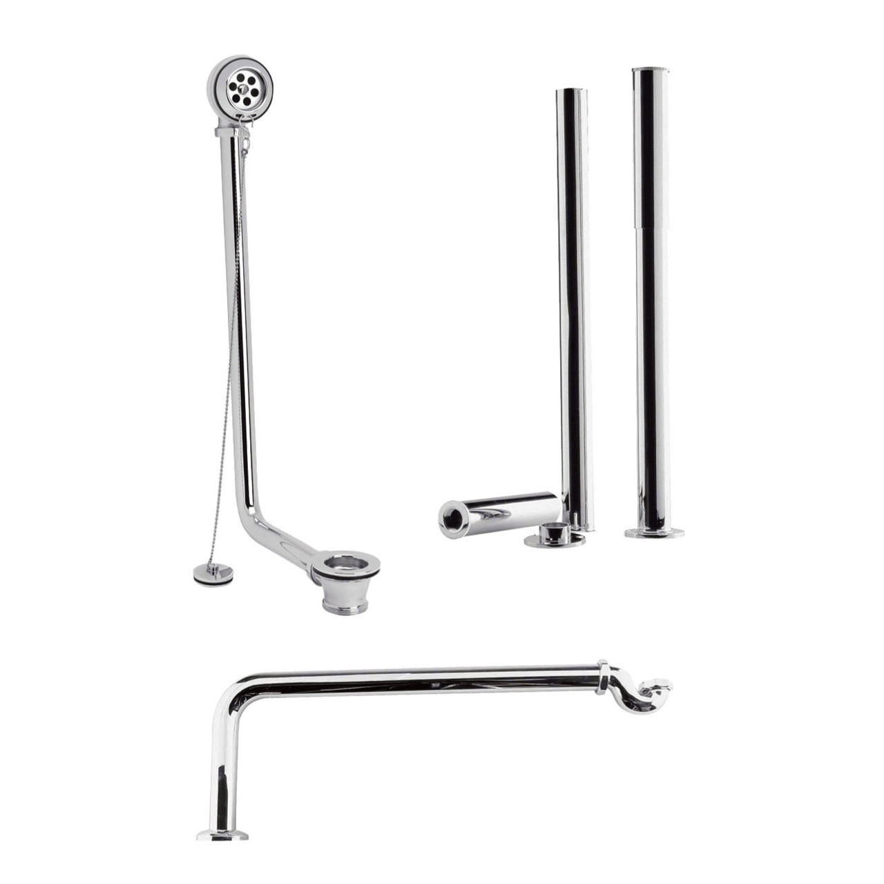 Old London Chrome Roll Top Bath Waste, Leg And Trap Pack | | Brass | 77Mm X 55Mm X 85Mm