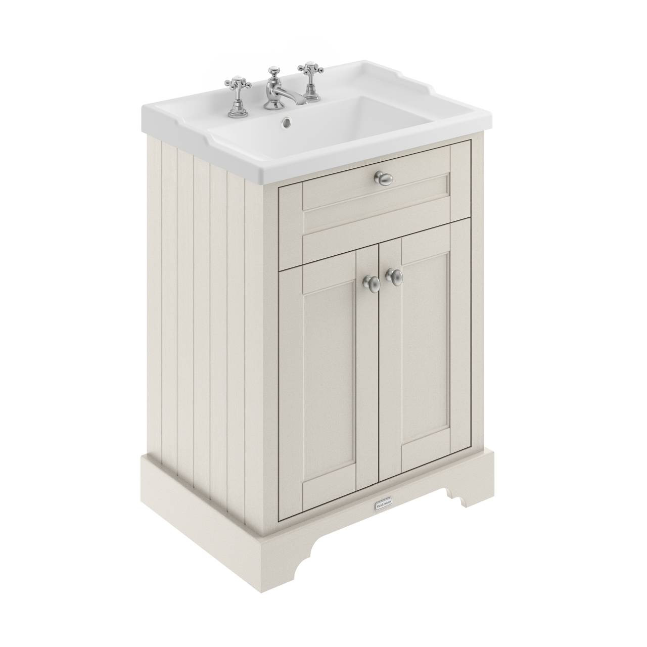 Old London Woodgrain 2 Door Vanity Unit and Edwardian 3 Tap Hole Basin