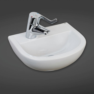 Rak Ceramics White Compact Left Hand Doc M Basin With 1 Tap Hole And No Overflow | | 380Mm