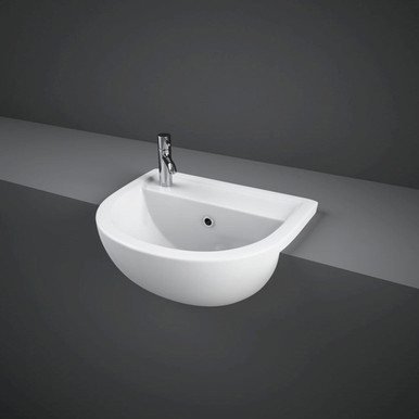 Rak Ceramics White Compact Left Hand Semi Recessed Basin With 1 Tap Hole | | 450Mm