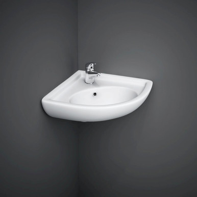 Rak Ceramics White Compact Corner Basin With 1 Tap Hole | | 440Mm X 195Mm X 360Mm