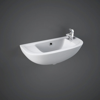Rak Ceramics White Compact Right Hand Slimline Basin With 1 Tap Hole | | 450Mm