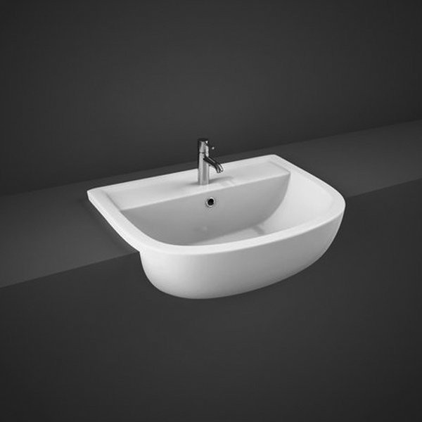 Rak Ceramics White Compact Semi Recessed Basin With 2 Tap Holes | | 550Mm