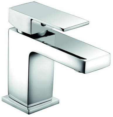 Rak Ceramics Chrome Cubis Mono Basin Mixer Tap With Clicker Waste | | Brass | 48Mm X 145Mm X 144Mm