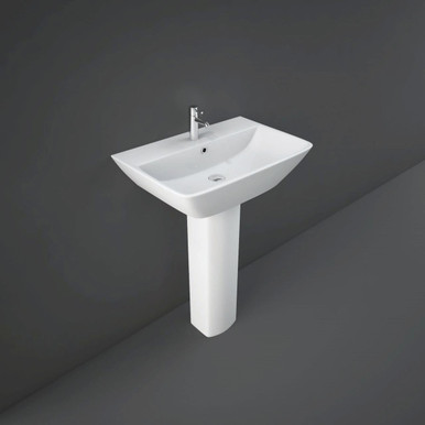 Rak Ceramics White Summit Wall Hung Basin With 1 Tap Hole And Full Pedestal | | 600Mm