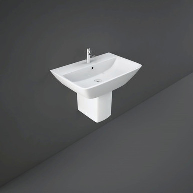 Rak Ceramics White Summit Wall Hung Basin With 1 Tap Hole And Semi Pedestal | | 600Mm