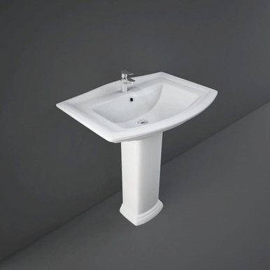 Rak Ceramics White Washington Basin With 1 Tap Hole And Full Pedestal | | 760Mm