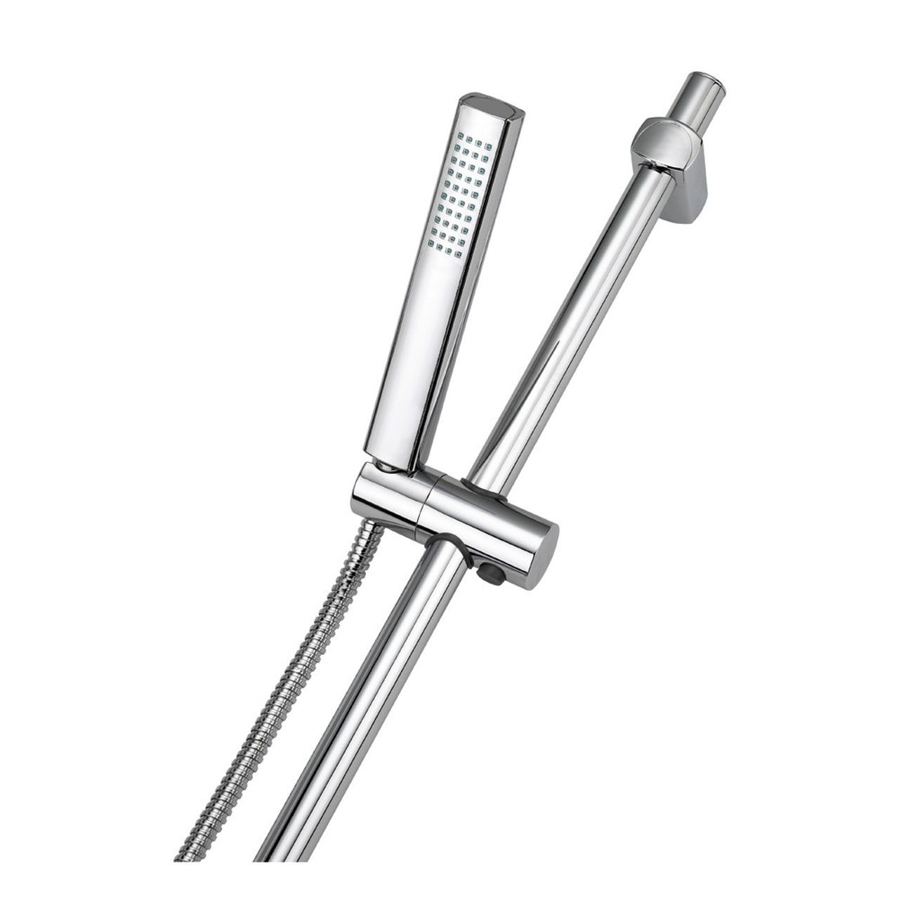 Bristan Chrome Qube Slide Bar Shower Kit With Single Function Handset | | Brass | 19Mm X 680Mm X 65Mm