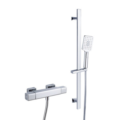 RAK Ceramics Square Cool Touch Thermostatic Shower Valve with Slide Rail Kit, alternate view 3