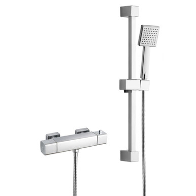 RAK Ceramics Square Cool Touch Exposed Thermostatic Shower Valve With Slide Rail Kit, alternate view 3