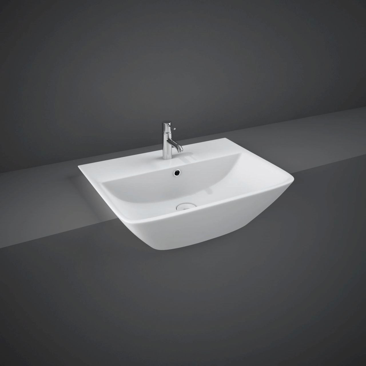 Rak Ceramics White Summit Semi Recessed Basin With 1 Tap Hole | | 500Mm