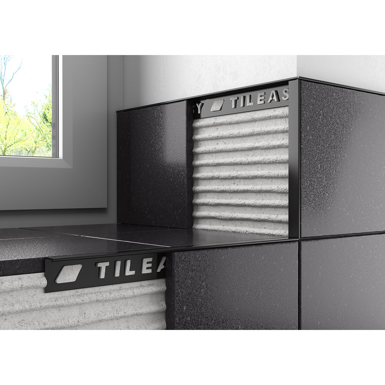 Tileasy Black Square Edge Metal Tile Trim | | Aluminium | 12Mm