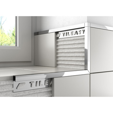 Tileasy Chrome Boxed Metal Tile Trim | | Aluminium | 10Mm
