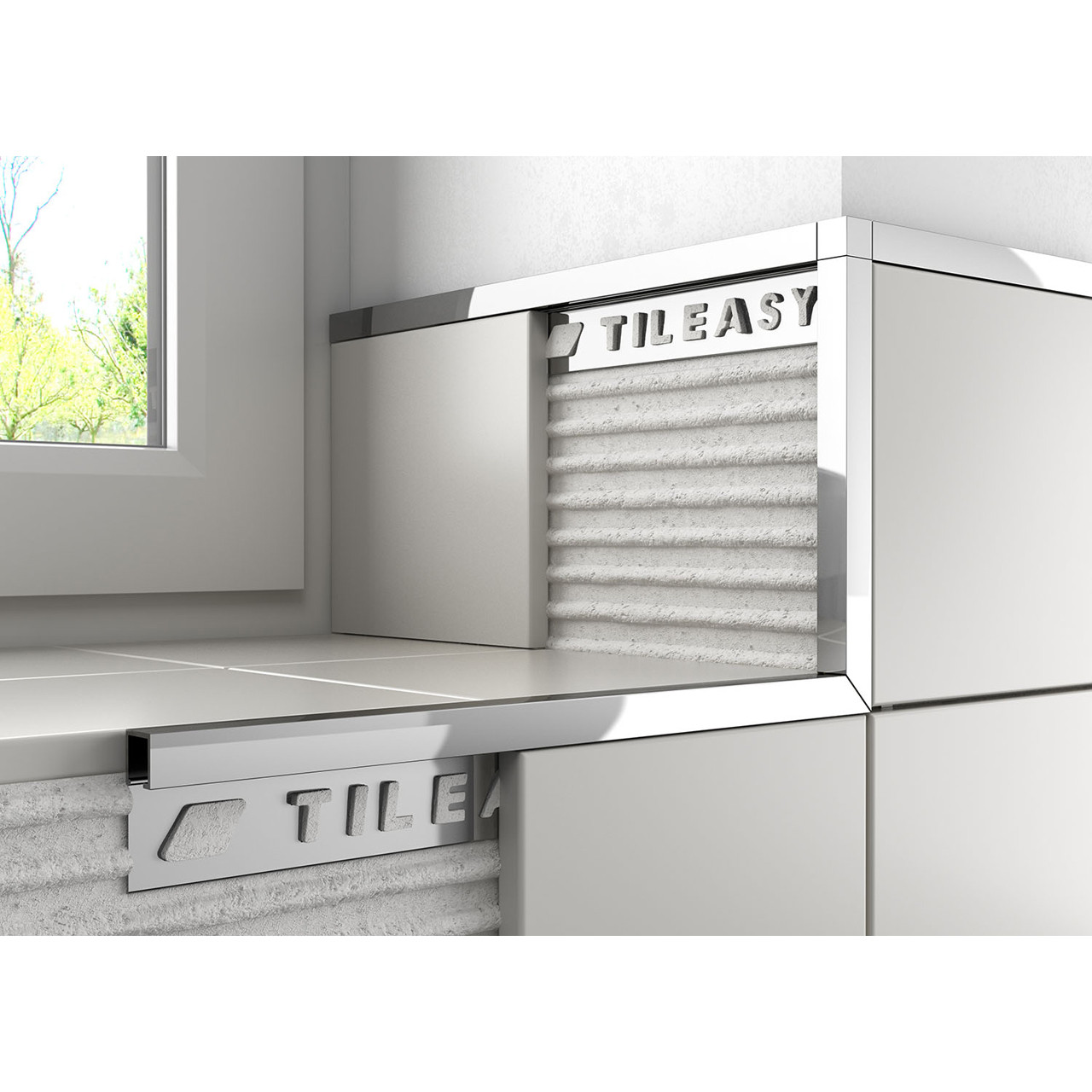Tileasy Chrome Boxed Metal Tile Trim | | Aluminium | 12Mm